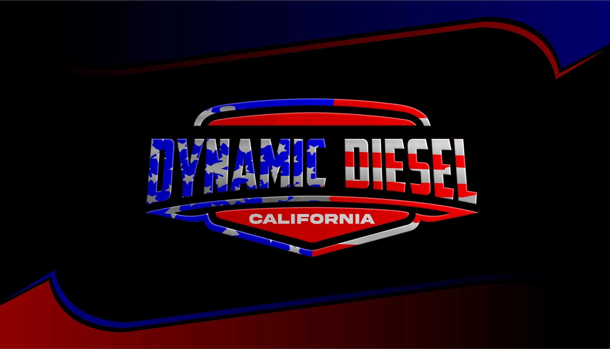 Dynamic Diesel California logo with patriotic colors.