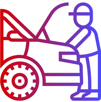 Person checking car engine illustration.