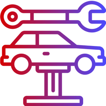 Car repair icon with wrench and lift.